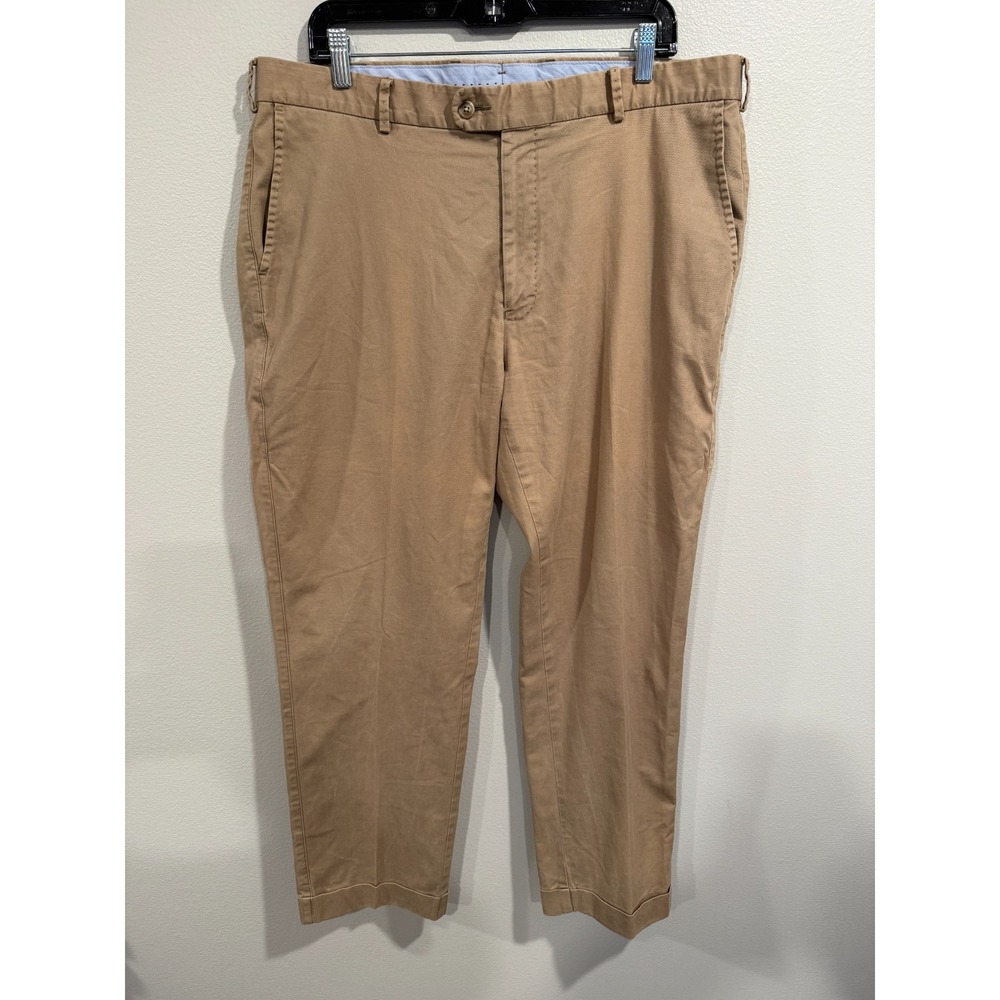 Peter Millar Khaki Pants Mens 38 Brown‎ Cotton Stretch Straight Leg Slash Pocket